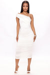 Emmalyn Ruched Midi Dress - White