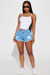 Spellbound Low Rise Stretch Denim Shorts - Light Wash