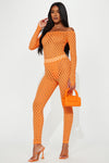 Francesca Fishnet Legging Set - Orange