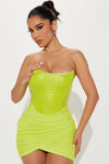 Mila Corset Mini Dress - Lime