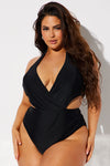 Susan Cut Out 1 Piece Swimsuit - Black