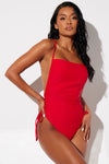 Ellie Ruched 1 Piece Swimsuit - Red