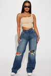 Shock Value Non Stretch Straight Leg Jeans - Dark Wash