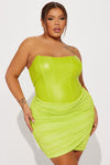 Mila Corset Mini Dress - Lime