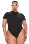 Basic Mock Neck Bodysuit - Black