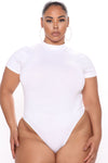 Basic Mock Neck Bodysuit - White