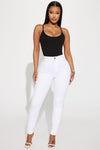 Super High Waist Denim Skinnies - White