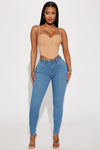 Classic Mid Rise Skinny Jeans - Medium Blue Wash