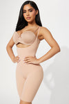 Sculpting Panel Microfiber Laser Shapewear Romper - Mocha