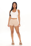 Plain Jane Mini Shorts - Taupe