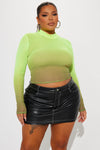 Olivia Ombre Mesh Top - Neon Yellow