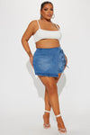 Tie Me Up Denim Skort - Medium Wash