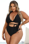 Ocean Calling Wrap Tie One Piece Swimsuit - Black