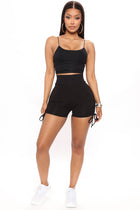 Melanie Ruched Biker Shorts - Black