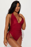 Lorraine V Neck 1 Piece Swimsuit - Red