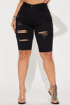 Feeling Lucky Stretch Denim Bermuda Shorts - Black