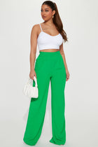 Chase My Love Wide Leg Textured Pant - Kelly Green