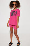 Mini Chelsea Extra Boujee Biker Short Set - Pink