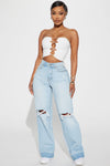 River Ripped Straight Leg Jean - Light Wash