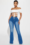 Valentina High Rise Flare Jeans - Medium Blue Wash