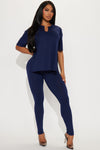 Lets Chill Together Short Sleeve Legging Set - Navy