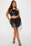 Do Not Disturb Faux Leather Mini Skirt - Black