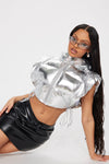 Euphoria Metallic Puffer Vest - Silver