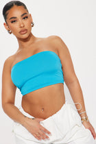 Masha Double Lined Ribbed Tube Top - Turquoise