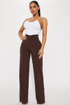 Petite Call It Even Wide Leg Dress Pants - Chocolate