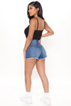 Can't Stop Her Distressed Denim Shorts - Medium Blue Wash