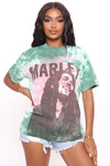 Bob Marley Tie Dye Top - Green/combo