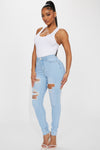 Shelby Booty Lifting Ripped High Rise Stretch Skinny Jeans - Light Wash