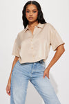 Bronte Satin Shirt - Tan