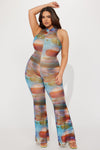 Antigua Mesh Jumpsuit - Multi Color