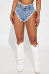 Stealing Your Attention Bikini Cut Low Stretch Denim Shorts - Medium Wash