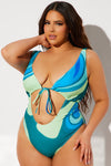 Marisol Cut Out 1 Piece Swimsuit - Blue/combo