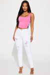 Tampa Booty Lifting Ripped Mid Rise Stretch Skinny Jeans - White