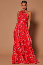 Jaqueline Floral Maxi Dress - Red