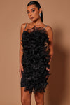 Giselle Ruffle Mini Dress - Black