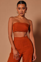 Deena Linen Crop Top - Rust