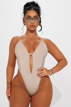 Shinning All Summer High Leg 1 Piece Swimsuit - Sand