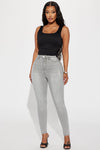 Beacon Booty Lifting Ripped High Rise Stretch Skinny Jeans - Grey