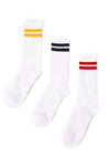 Classic Stripe Crew Socks 3 Pack - Red/combo