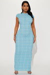 Caroline Bubble Maxi Dress - Blue