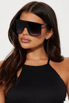 Can't Be Overlooked Shield Sunglasses - Black