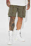 Above It Cargo Nylon Shorts - Olive