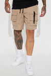 All Cap Utility Nylon Cargo Shorts - Taupe