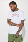 Hustle Embroidered Short Sleeve Tee - White