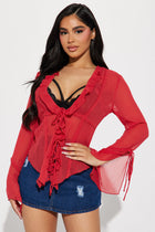 Sweet Sensation Ruffle Blouse - Red