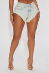 Front Row Ticket Non Stretch Denim Cut Off Shorts - Bleach Blue Wash